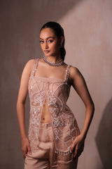 Dusty Pink Organza Net Pant Set