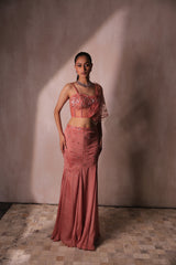 Pink draped skirt with cape