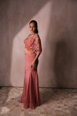 Pink draped skirt with cape