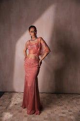 Pink draped skirt with cape