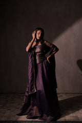 Orchid Purple Embellished Corset Lehenga Set | Designer Reception Lehenga