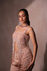 Dusty Pink Organza Net Pant Set